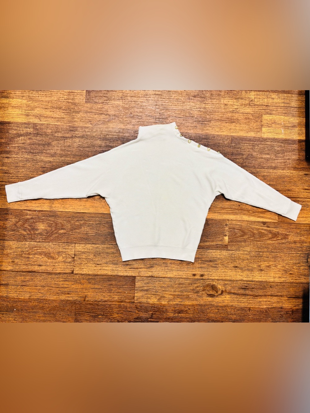 Belldini Cream Button-Shoulder Turtleneck Sweater
